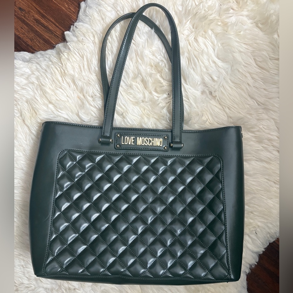Love Moschino Dark Green Quilted Tote